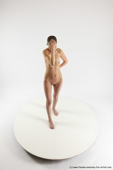 Nude Woman White Standing poses - ALL Slim bald Standing poses - simple Multi angle poses Pinup