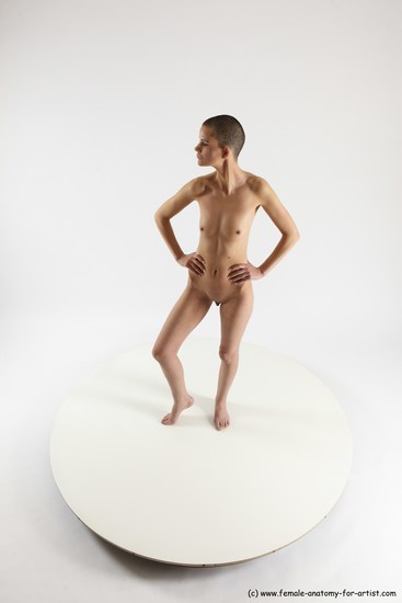 Nude Woman White Standing poses - ALL Slim bald Standing poses - simple Multi angle poses Pinup