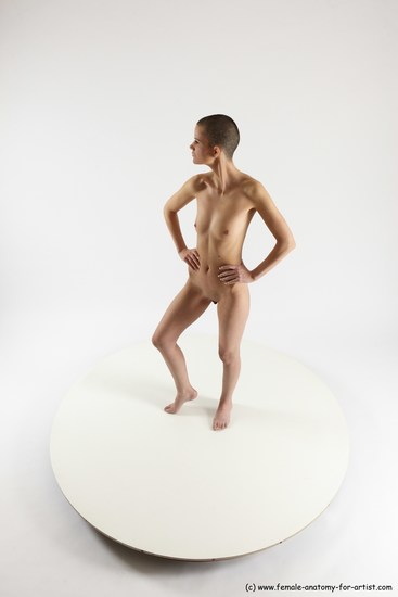 Nude Woman White Standing poses - ALL Slim bald Standing poses - simple Multi angle poses Pinup