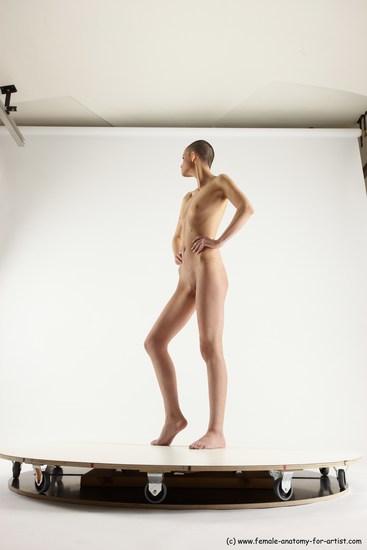 Nude Woman White Standing poses - ALL Slim bald Standing poses - simple Multi angle poses Pinup