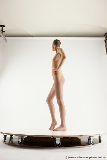 Nude Woman White Standing poses - ALL Slim bald Standing poses - simple Multi angle poses Pinup