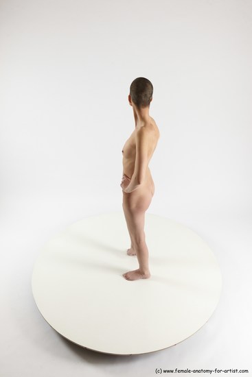 Nude Woman White Standing poses - ALL Slim bald Standing poses - simple Multi angle poses Pinup