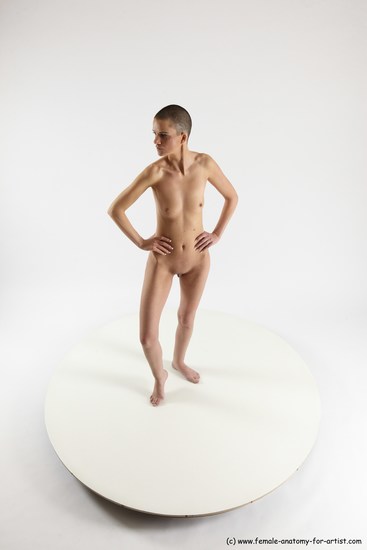 Nude Woman White Standing poses - ALL Slim bald Standing poses - simple Multi angle poses Pinup