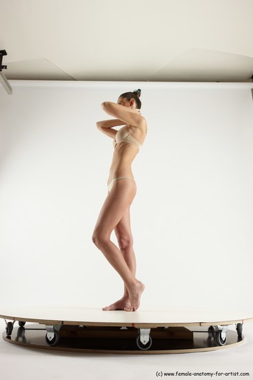 Underwear Woman White Standing poses - ALL Athletic long brown Standing poses - simple Multi angle poses Academic