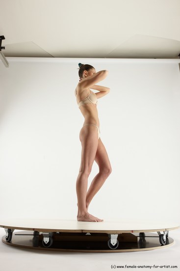 Underwear Woman White Standing poses - ALL Athletic long brown Standing poses - simple Multi angle poses Academic