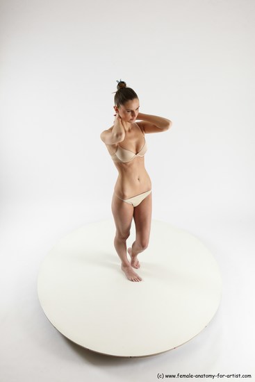 Underwear Woman White Standing poses - ALL Athletic long brown Standing poses - simple Multi angle poses Academic