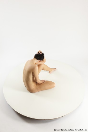 Nude Woman White Sitting poses - ALL Slim long brown Sitting poses - simple Multi angle poses Pinup