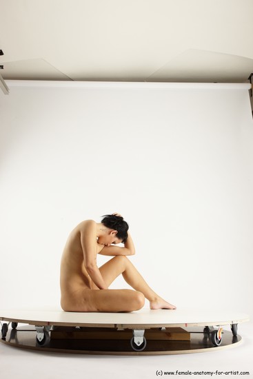 Nude Woman White Sitting poses - ALL Slim long brown Sitting poses - simple Multi angle poses Pinup