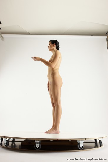 Nude Woman White Standing poses - ALL Slim long brown Standing poses - simple Multi angle poses Pinup