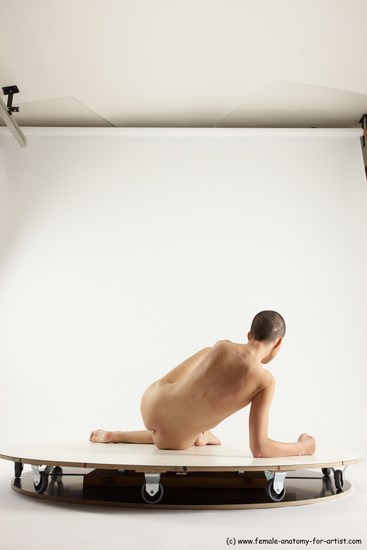 Nude Woman White Laying poses - ALL Slim Laying poses - on side bald Multi angle poses Pinup