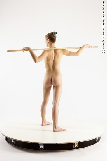 Nude Fighting with spear Woman White Standing poses - ALL Athletic long blond Standing poses - simple Multi angle poses Pinup