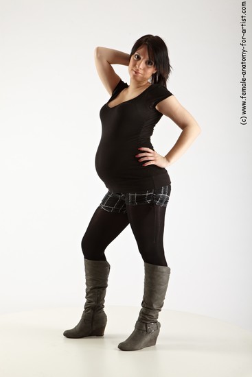 Casual Woman White Standing poses - ALL Pregnant long brown Standing poses - simple Academic
