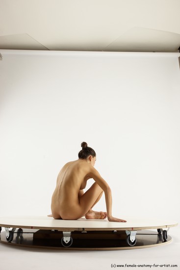 Nude Woman White Sitting poses - ALL Slim long brown Sitting poses - simple Multi angle poses Pinup