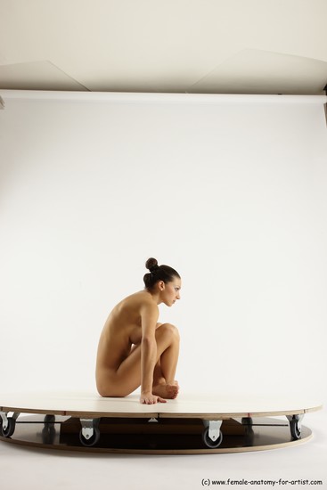 Nude Woman White Sitting poses - ALL Slim long brown Sitting poses - simple Multi angle poses Pinup