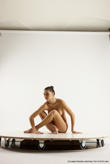 Nude Woman White Sitting poses - ALL Slim long brown Sitting poses - simple Multi angle poses Pinup