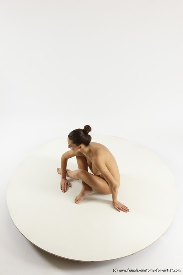 Nude Woman White Sitting poses - ALL Slim long brown Sitting poses - simple Multi angle poses Pinup