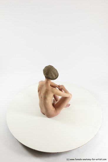 Nude Woman White Sitting poses - ALL Slim bald Sitting poses - simple Multi angle poses Pinup