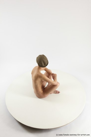 Nude Woman White Sitting poses - ALL Slim bald Sitting poses - simple Multi angle poses Pinup