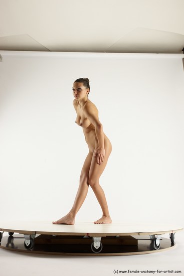 Nude Woman White Standing poses - ALL Slim long brown Standing poses - simple Multi angle poses Pinup