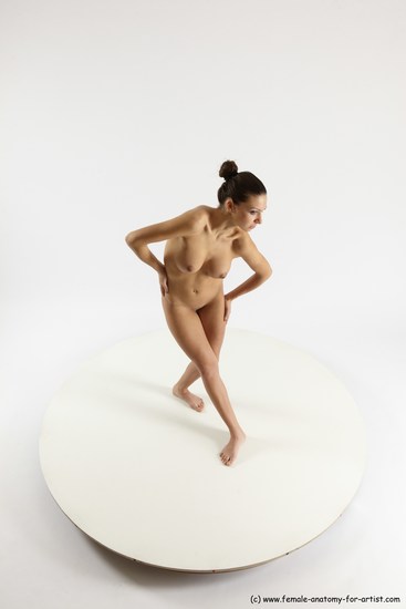 Nude Woman White Standing poses - ALL Slim long brown Standing poses - simple Multi angle poses Pinup