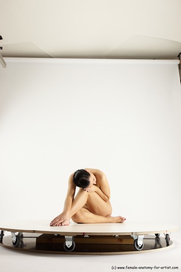 Nude Woman White Sitting poses - ALL Slim long brown Sitting poses - simple Multi angle poses Pinup