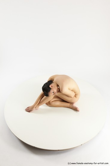 Nude Woman White Sitting poses - ALL Slim long brown Sitting poses - simple Multi angle poses Pinup