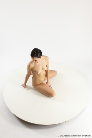 Nude Woman White Sitting poses - ALL Slim long brown Sitting poses - simple Multi angle poses Pinup