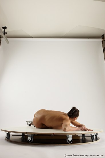 Nude Woman White Laying poses - ALL Slim Laying poses - on side long brown Multi angle poses Pinup