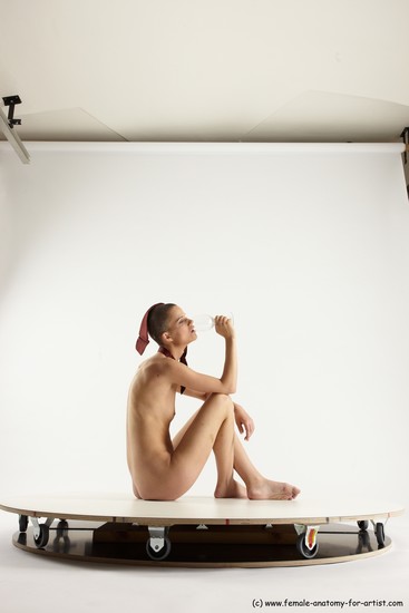 Nude Daily activities Woman White Sitting poses - ALL Slim bald Sitting poses - simple Multi angle poses Pinup