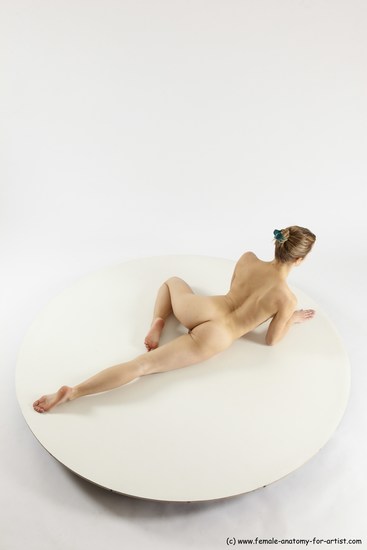 Nude Woman White Laying poses - ALL Athletic Laying poses - on side long blond Multi angle poses Pinup