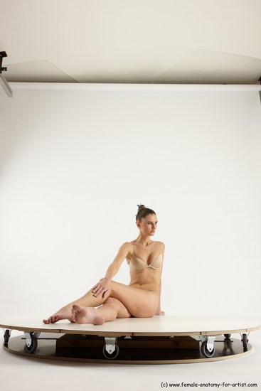 Underwear Woman White Sitting poses - ALL Athletic long brown Sitting poses - simple Multi angle poses Academic