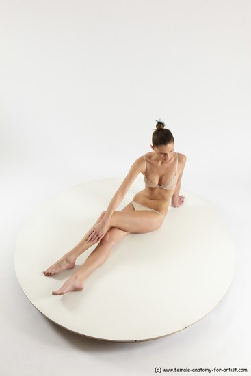 Underwear Woman White Sitting poses - ALL Athletic long brown Sitting poses - simple Multi angle poses Academic