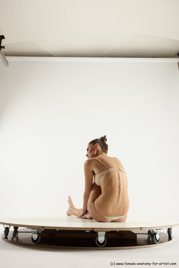 Underwear Woman White Sitting poses - ALL Athletic long brown Sitting poses - simple Multi angle poses Academic