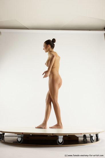 Nude Woman White Standing poses - ALL Slim long brown Standing poses - simple Multi angle poses Pinup