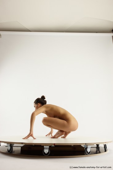 Nude Woman White Standing poses - ALL Slim Standing poses - knee-bend long brown Multi angle poses Pinup