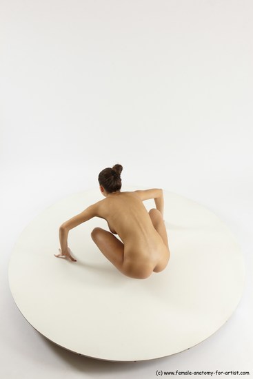 Nude Woman White Standing poses - ALL Slim Standing poses - knee-bend long brown Multi angle poses Pinup