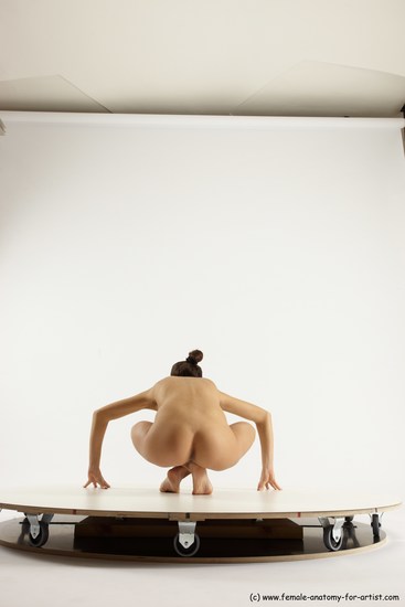 Nude Woman White Standing poses - ALL Slim Standing poses - knee-bend long brown Multi angle poses Pinup