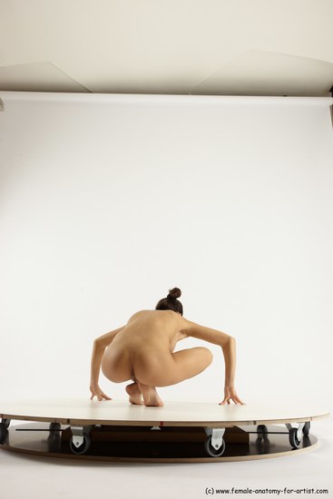 Nude Woman White Standing poses - ALL Slim Standing poses - knee-bend long brown Multi angle poses Pinup