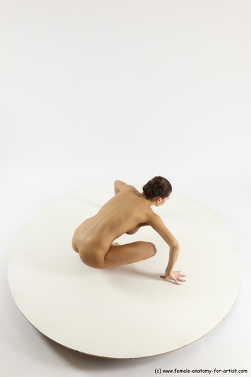 Nude Woman White Standing poses - ALL Slim Standing poses - knee-bend long brown Multi angle poses Pinup