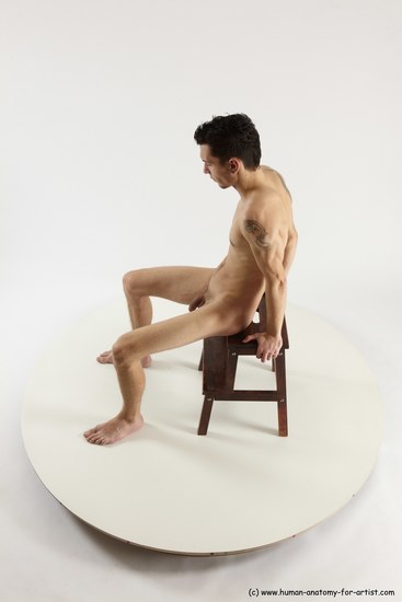 Nude White Sitting poses - ALL Athletic short brown Sitting poses - simple Multi angle poses