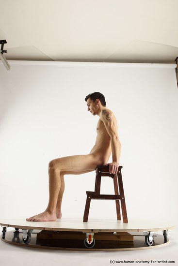 Nude White Sitting poses - ALL Athletic short brown Sitting poses - simple Multi angle poses