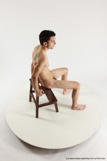 Nude White Sitting poses - ALL Athletic short brown Sitting poses - simple Multi angle poses