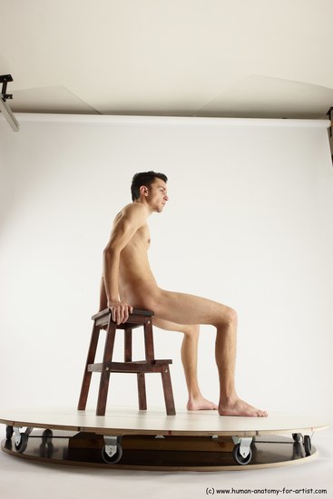 Nude White Sitting poses - ALL Athletic short brown Sitting poses - simple Multi angle poses