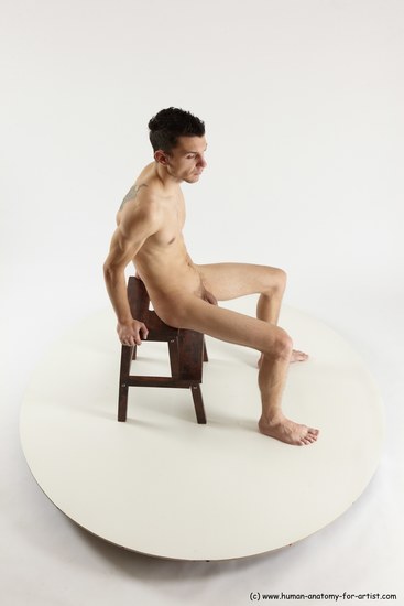 Nude White Sitting poses - ALL Athletic short brown Sitting poses - simple Multi angle poses