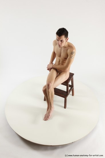 Nude White Sitting poses - ALL Athletic short brown Sitting poses - simple Multi angle poses