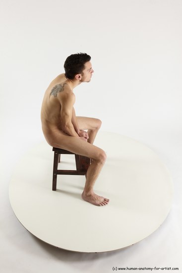 Nude White Sitting poses - ALL Athletic short brown Sitting poses - simple Multi angle poses