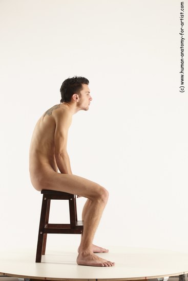 Nude White Sitting poses - ALL Athletic short brown Sitting poses - simple Multi angle poses