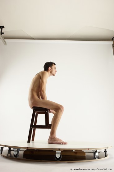 Nude White Sitting poses - ALL Athletic short brown Sitting poses - simple Multi angle poses