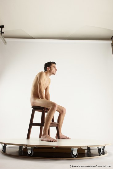 Nude White Sitting poses - ALL Athletic short brown Sitting poses - simple Multi angle poses