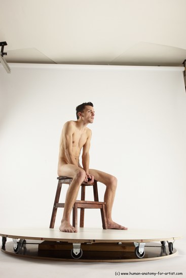 Nude White Sitting poses - ALL Athletic short brown Sitting poses - simple Multi angle poses